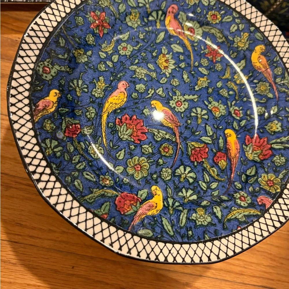Tea‎ Set Dinnerware 30+ Pc Blue Bird Floral Art Deco Octagonal Good